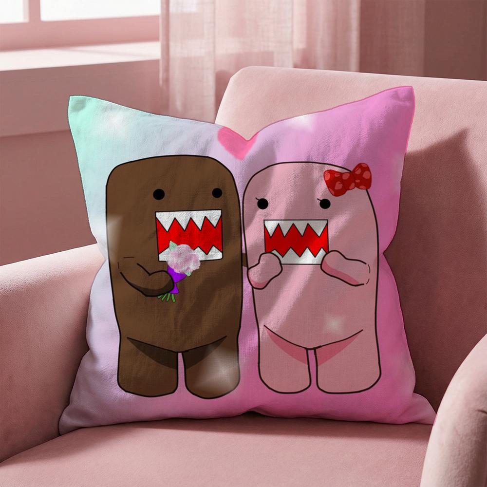 Cartoon Funny Domo-kun Cushion Cover Multi-Scene Pillow Cover for Home & Car - Reversible, Soft & Durable for Daily Use