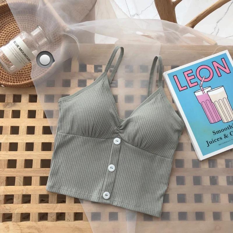 

Летний женский трикотажный топ без рукавов на бретелях, сексуальный женский трикотажный однотонный укороченный топ One Size светло-зеленый