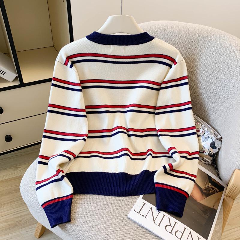 Autumn/Winter 2025 Korean Chic Loose Striped Knit Cardigan for Women