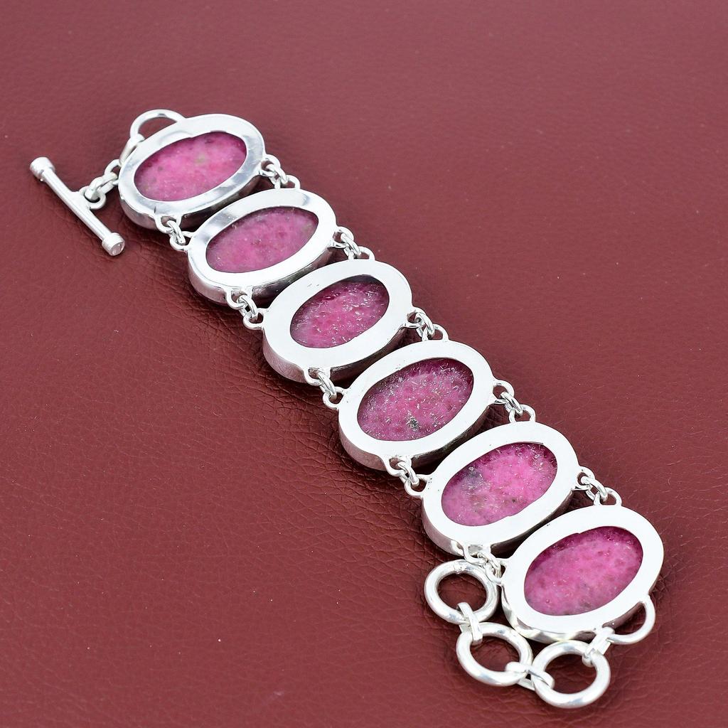 Rhodonite bracelet natural gemstone bracelet handmade antique jewelry 925 sterling silver bracelet adjustable chain bracelet gifts for wife