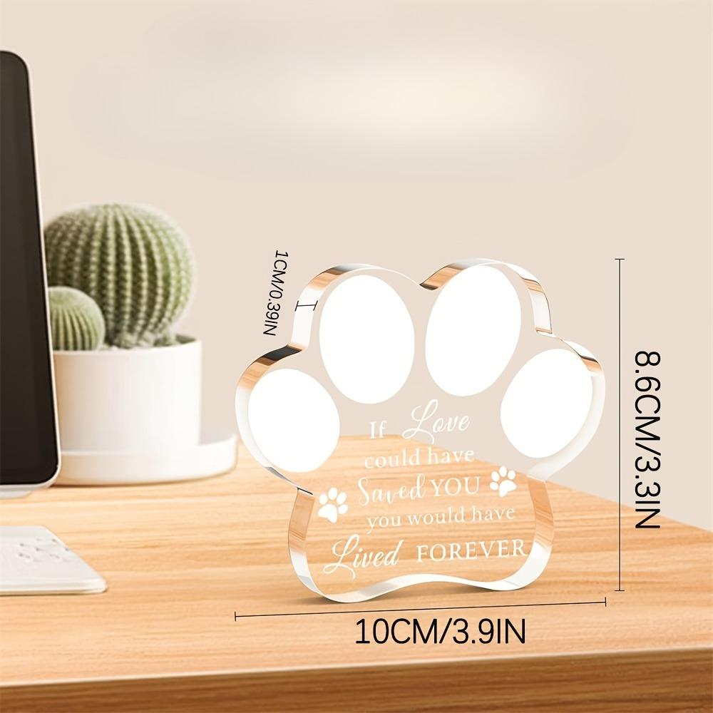 Pet Memorial Remembrance Ornament - Crystal Paw Shape Sympathy Gift for Loss of Dog or Cat, Indoor Decorative Keepsake for Multiple Room Types, Nurs