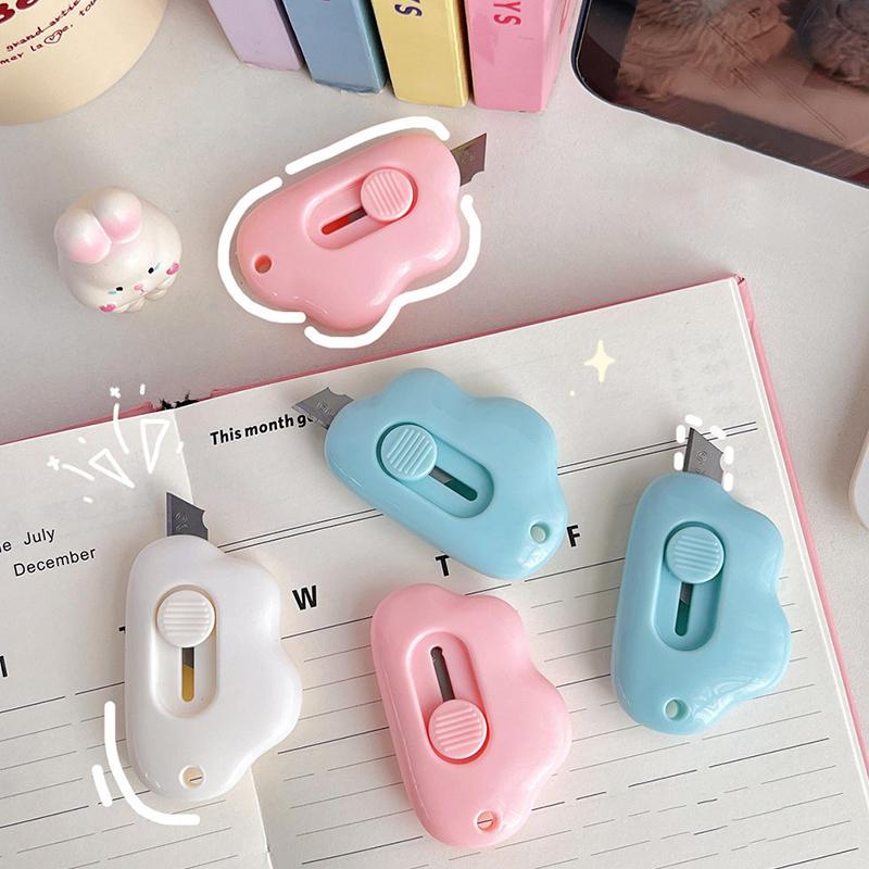 Cute Cloud Shape Mini Portable Utility Knife Paper Cutter Cutting Paper Razor Blade Office Stationery Cutting Supplies