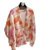 Elegant Temperament Flower Silk Scarf Women'S Summer Travel Sunscreen Shawl Ethnic Style Thin Cotton And Linen Scarf Shawl Silk Scarf