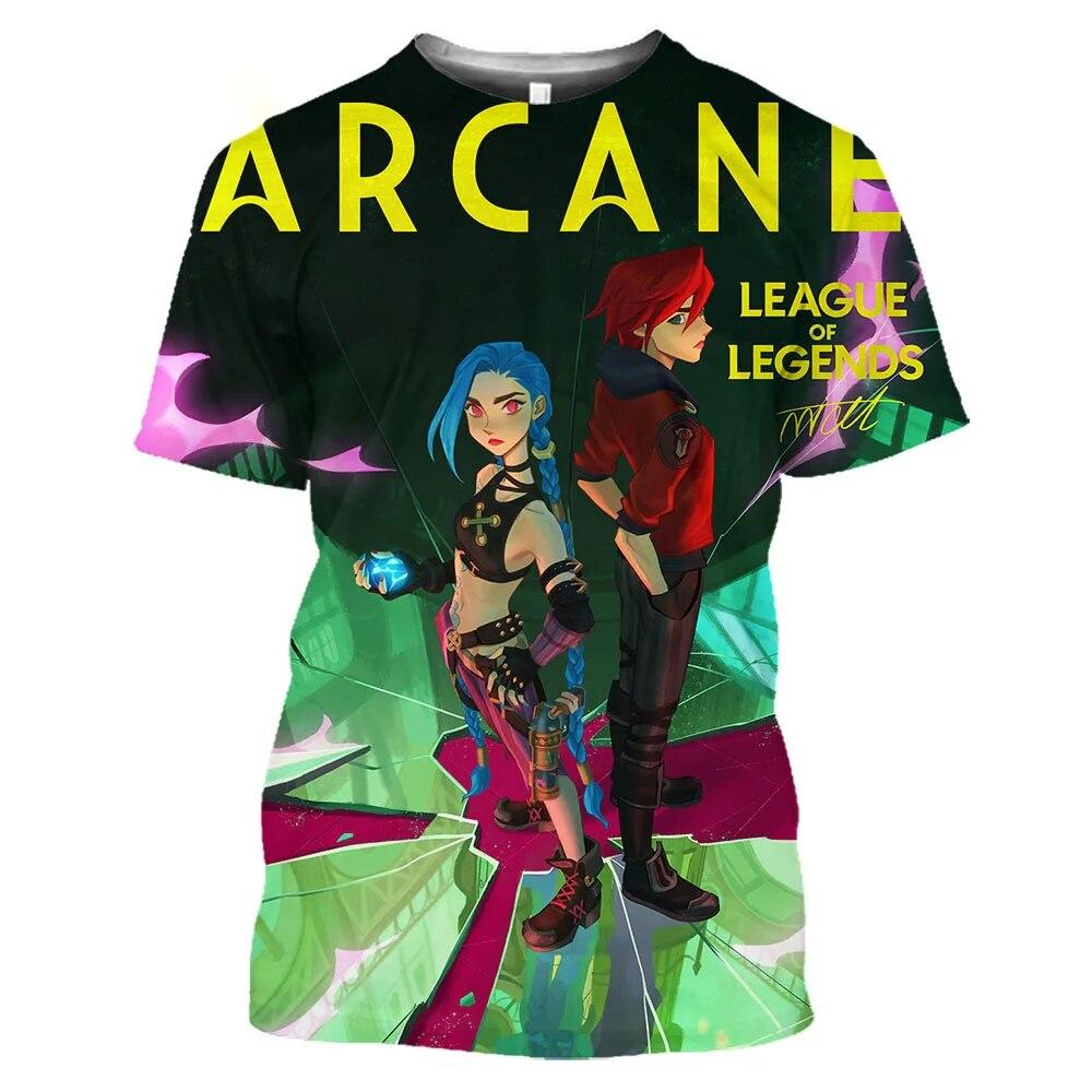 Anime LoL Arcane T Hemd Männer Frauen Mode League Of Legends 3D Druck T-shirt Kinder Hip Hop Tops Tees Junge t-shirt Spiel Camiseta