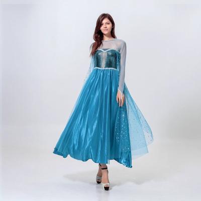 Halloween Frozen Volwassen Prinses Elsa, Blauwe Jurk, Podiumvoorstelling Kostuum