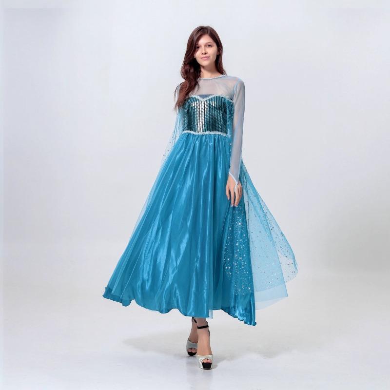 

Хэллоуин Холодное сердце Взрослая принцесса Эльза, Синее платье, Костюм для сценической постановки M