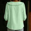 Women Casual Fashion Shirt Ruffle Trim 3/4 Sleeve Blouse Loose Fit Lightweight Top for Everyday Wear