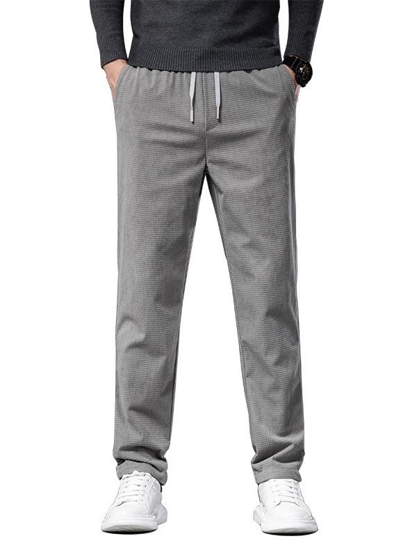 Frühling und Herbst Waffel Herren Dreidimensionaler Schnitt Bequem Lässig Locker Hundert Gerade Hosen Übergröße