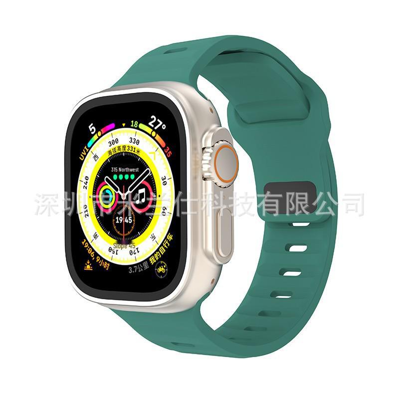 iWatch7 Diamond Buckle Horizontal Stripe S9 Silicone Strap for Apple Watch 8/Ultra