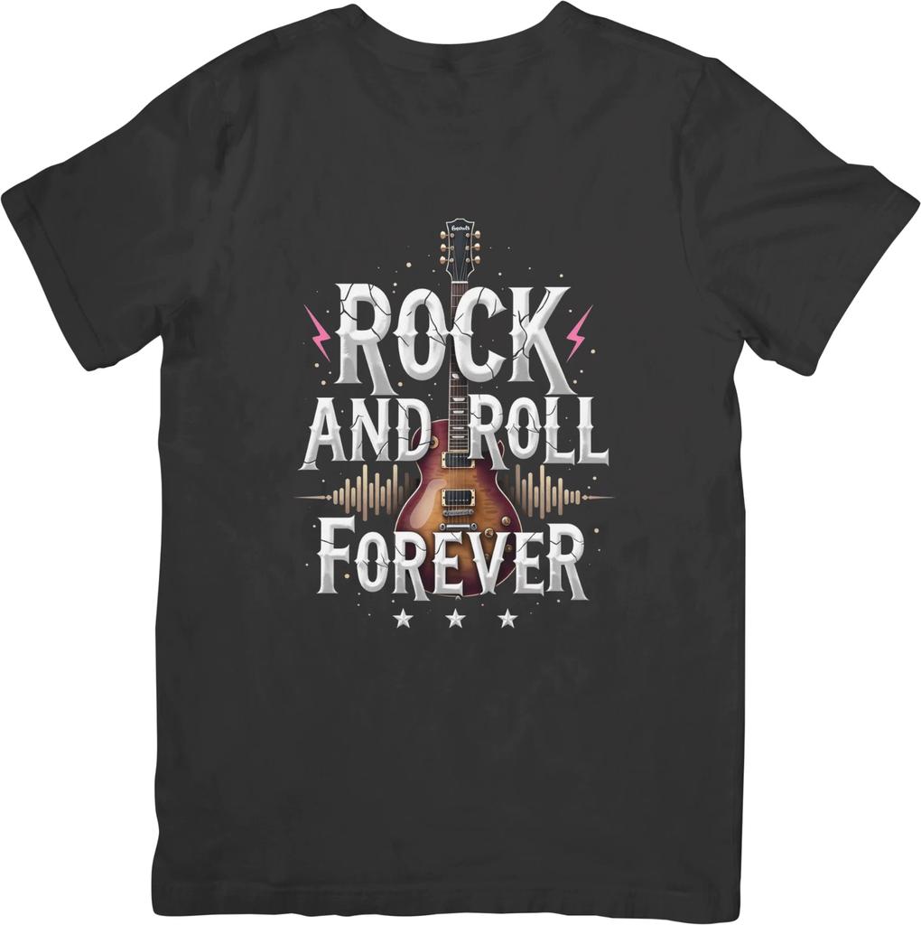 Rock and Roll Music Unisex Fit for Men & Women Quality Cotton T-Shirt Black
