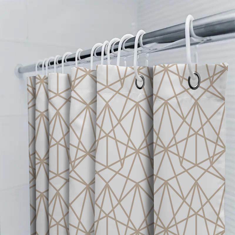 Modern Geometric Shower Curtain White Bath Decorative Waterproof Washable Fabric For Bathtub Doors Home Bathroom 3D Printed Poly