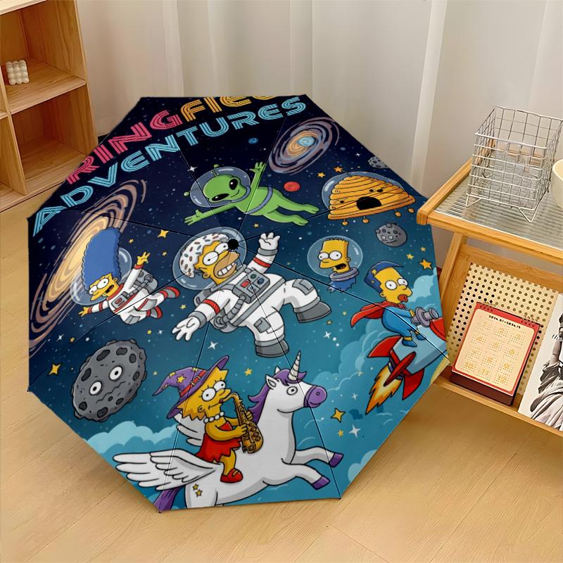 The Simpsons Windproof Auto 8 Rib Folding Umbrella Portable Outdoor Parasol