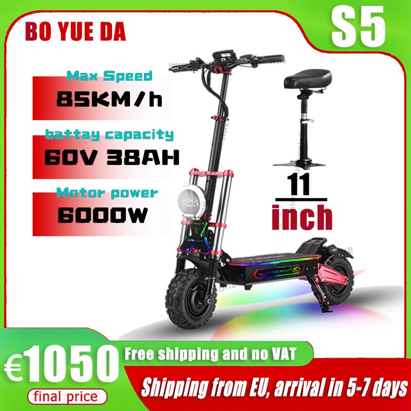 BOYUEDA S5 S3 Electric Scooter 6000W Motor 60V38AH Battery 120KM Range 85KM/H Speed NFC Smart App RGB lights Off-road E Scooters EU fast shipping