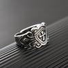 Trendy Retro Knight Shield Cross Ring Charming Men's Ring New Fashion Cross Amulet Jewelry Hip Hop Punk Accessories Party Gift