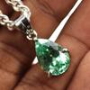 Natural Green Sapphire Certified 24 Ct Solid Silver Pear Cut Pendant Gemstone
