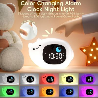 Night Light Animal-Shape Alarm Clock Pat Control Cute Touch Night Light Light Adjustable Home Decor Sleep Training Clock Toddler