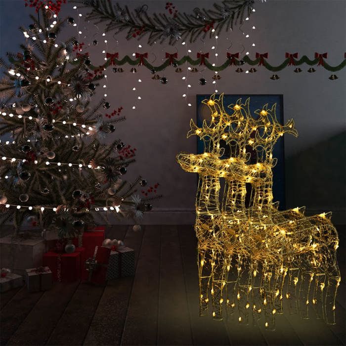VidaXL 3x Décorations de Noël de Renne Ornement de Noël Rennes Lumineux Décoration de Fête Maison Jardin Intérieur 60x16x100 3154370
