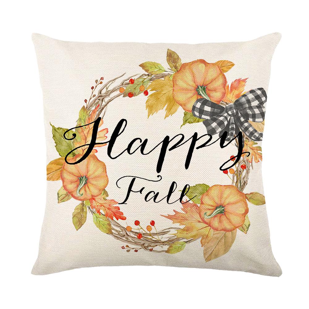Pumpkin Maple Leaf Thanksgiving Print Cushion Cover Home Decor Living Room Sofa Cushion Cover Cushion Pillow