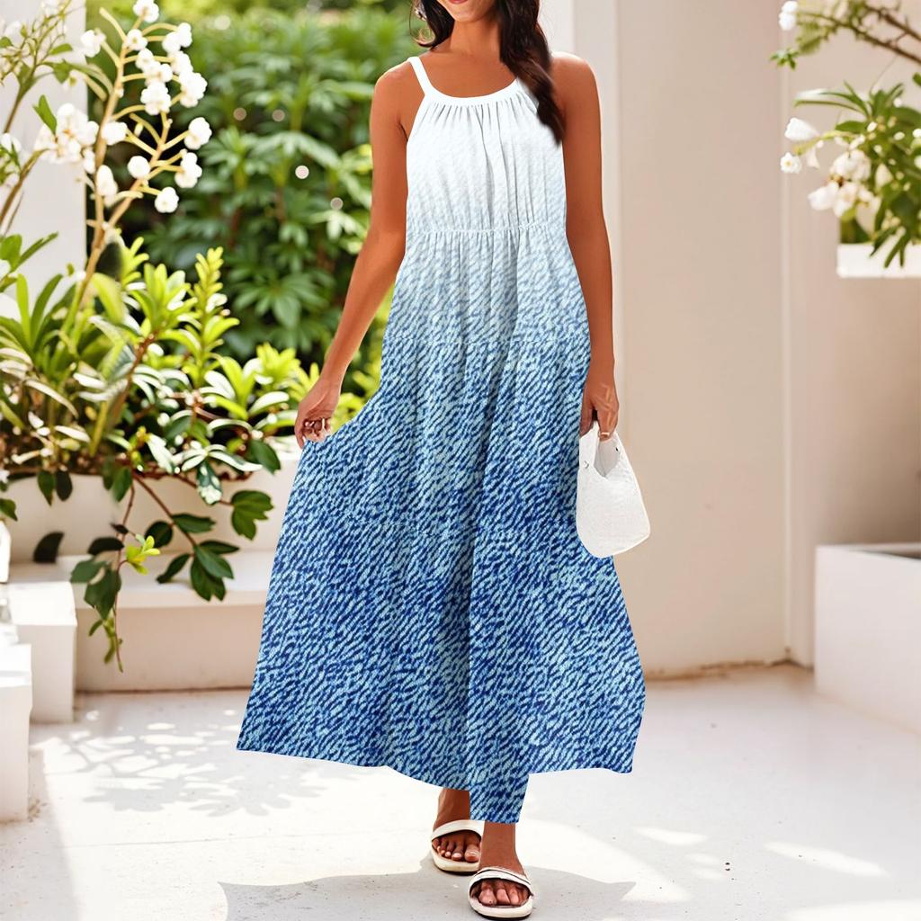 Dámské letní ležérní módní šaty na ramínka bez rukávů