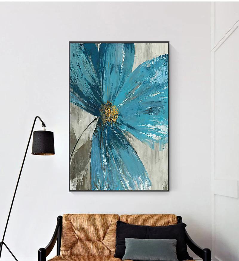 Skandinavisk Blomstrende Liv Botanisk Trykk Veggkunst Lerretsmalerier Vintage Blå Maling Blomster Stue Plakater Veggkunst Dekorasjon