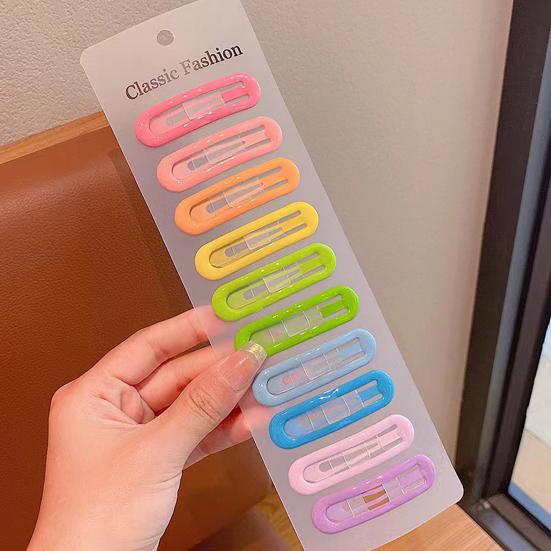 10Pz Fermagli per Capelli da Bambina Design Goccia d'Acqua Cuore Triangolo Colori Caramella Clip Laterali per Ciuffo Accessori Decorativi per Capelli