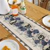 Halloween Goth Style Skulls Flowers Linen Table Runner Dresser Scarves Farmhouse Kitchen Dining Table Runner Party Decorations