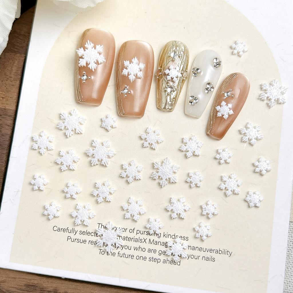 Winter Christmas Snowflake Nail Art Resin 3D Snowflake DIY Resin Handmade Wearable Nail Decorations