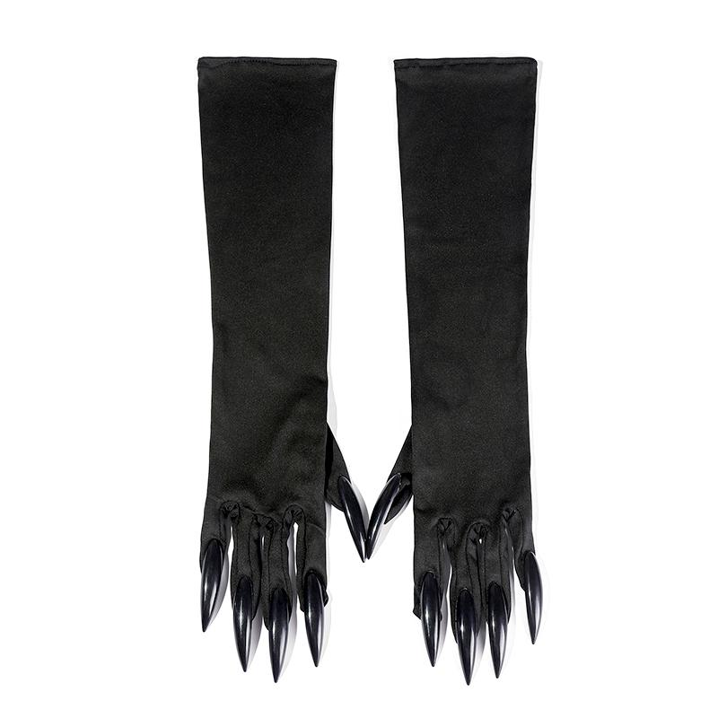 1Pair Vampire Claw Gloves Masquerade Wear Cosplay Funny Halloween Costume Gloves Black Mardi Gras Sparkly Scary Claw Gloves