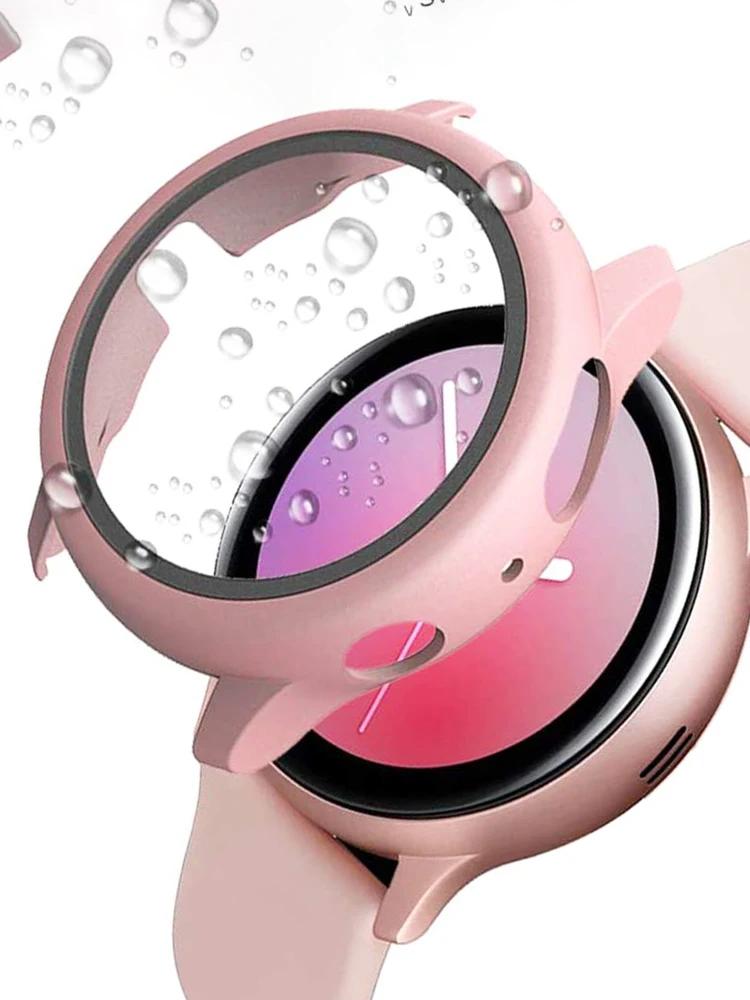 Glass+Case For Samsung Galaxy watch active 2 44mm 40mm All-Around cover bumper+Screen Protector film correa active2 44 mm 40 mm