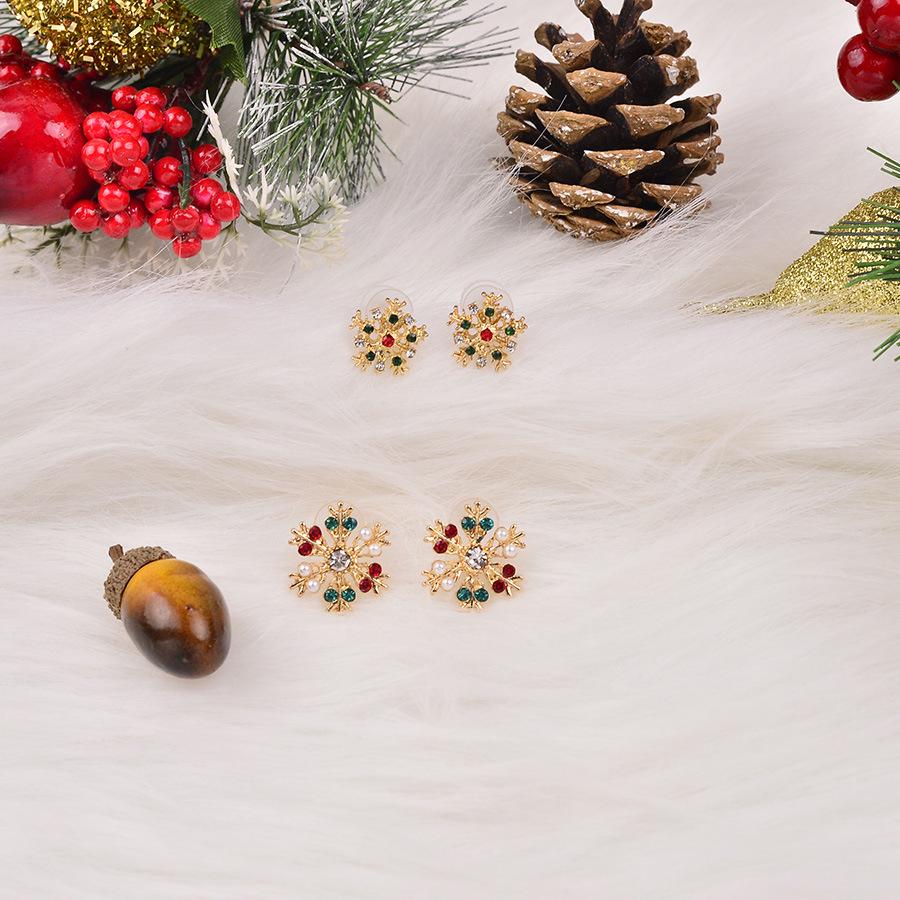 Wykwintne Europejskie i Amerykańskie Modne Kolczyki Diamentowe Choinka i Płatek Śniegu - Błyszczący Luksusowy Świąteczny Design