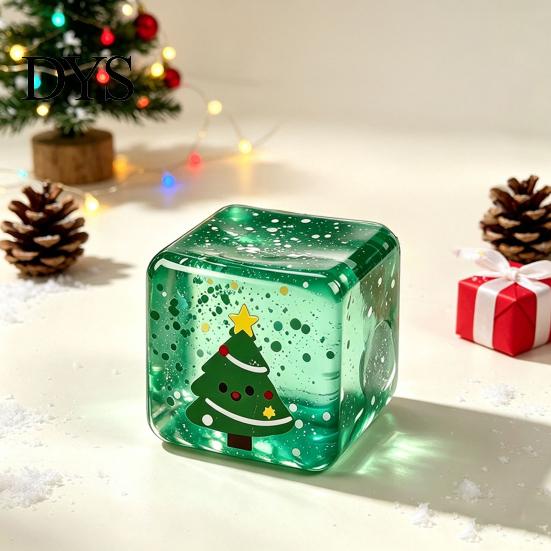 Soft Cube Toy Christmas Clear Squeeze Toy, Santa Claus Tree Snowman Pattern Stress Slow Rebound Toys Cube, Rising Sensory for Party Favors Themed
