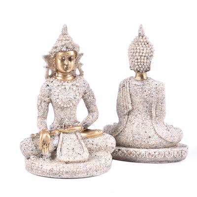 Estatuas de Buda de piedra arenisca, escultura de Buda de Tailandia, estatuilla Fengshui, decoración del hogar