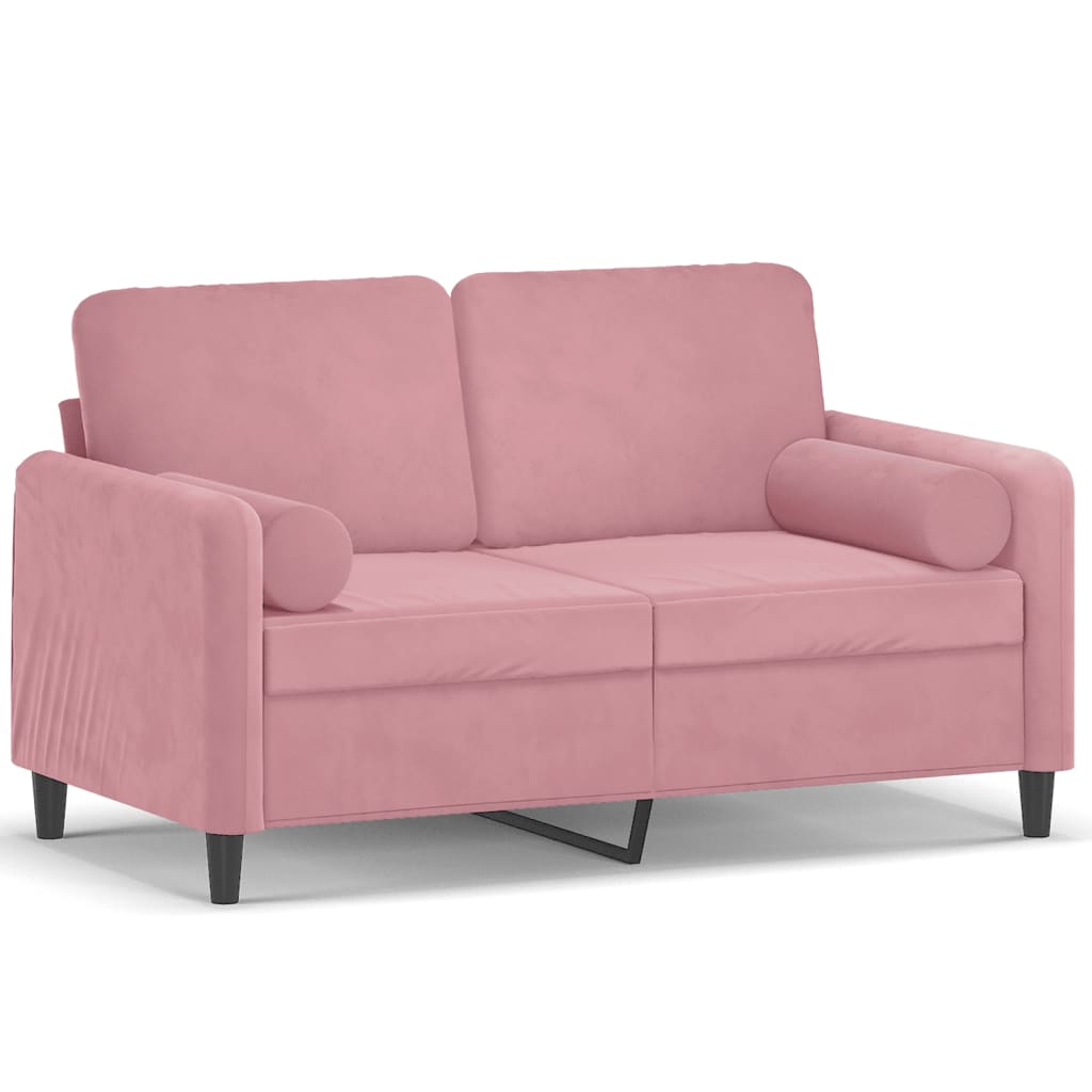 Vidaxl 2-Osobowa Sofa Z Poduszkami, Różowa, 120 Cm, Aksamit