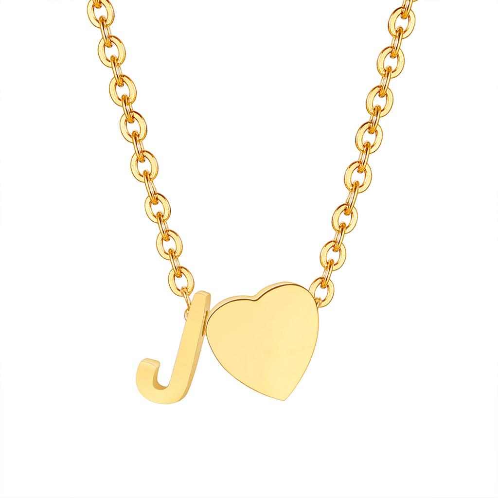 Initial Heart Necklace for Women,18K Gold Plated Stainless Steel Tiny Heart Letter Necklace, Personalized Name Jewelry