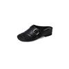New half slippers 2025 summer wear women's new hollow bag head woven fashion slippers lazy height soft leather