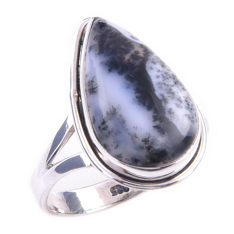 Natural Dendrite Opal Gemstone 925 Solid Sterling Silver Jewelry Ring S.7.5 j3G29