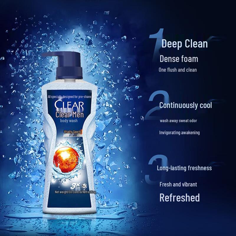 CLEAR Herren Belebendes Sport Öl-Kontrolle Duschgel