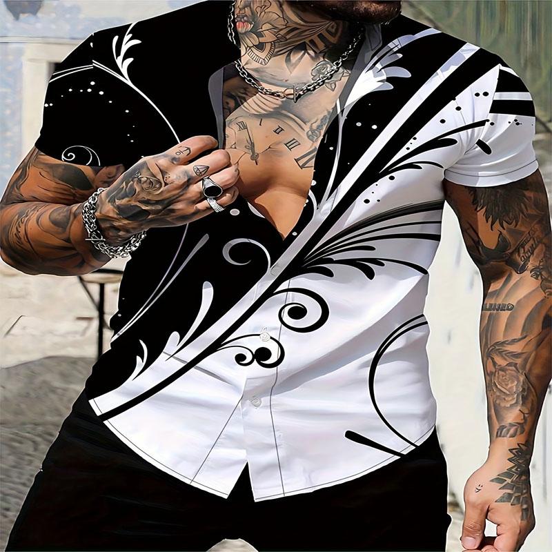 Men's Summer Fashionable Simple Short Sleeved Button Casual Slim Fit Shirt, Trendy and Versatile, Suitable for Beach Vacation