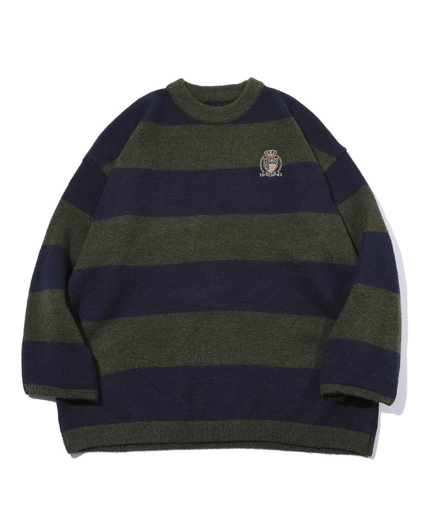 CPGN STUDIO Pullover Border Western Sweater Navy Khaki