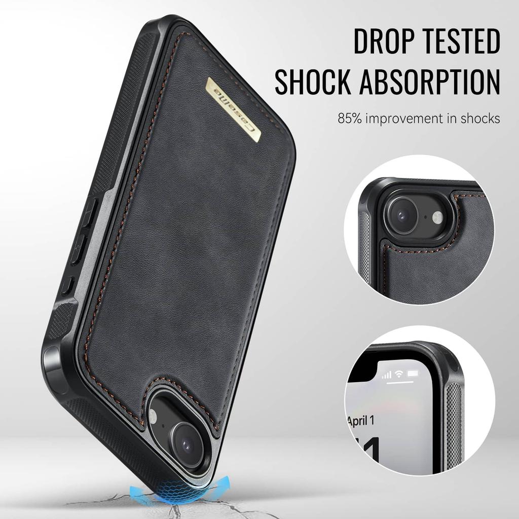 Per iPhone 17e Custodia a Portafoglio Magnetica Staccabile 2-in-1 Porta Carte con Blocco RFID Cavalletto Copertura a Libro in Pelle PU Antiurto
