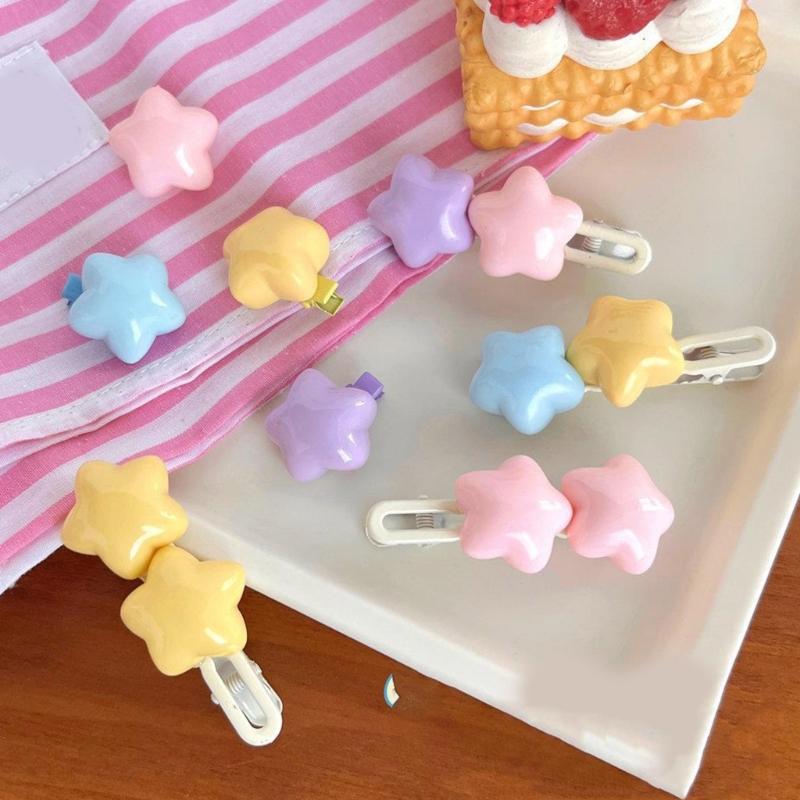 Y2k 90s Aesthetic Candy Color Star Hairpin for Woman Cute Duckbill Hair Clip