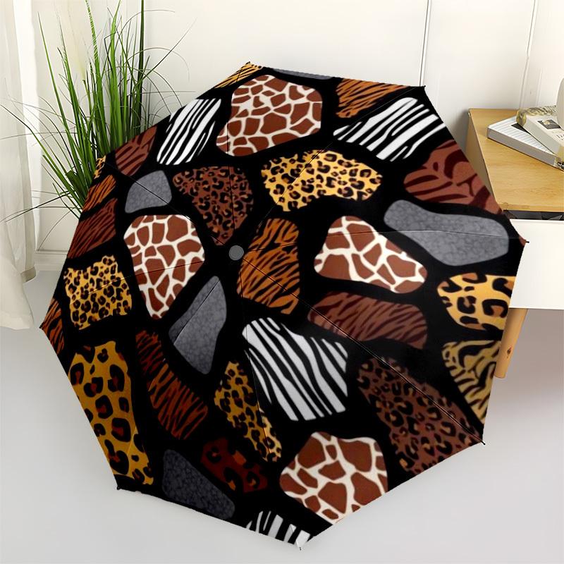 1pc Animal Print Mashup Umbrella with Plastic Handle,Compact & Stylish,Cartoon Pattern,Outdoor UmbrellaPT338