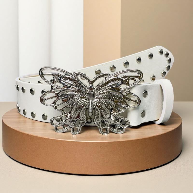 Studded Butterfly-Shaped Statement Belt Punk Goth Rock With Pin Buckle PU Leather Waistband Jeans Y2K Accessories