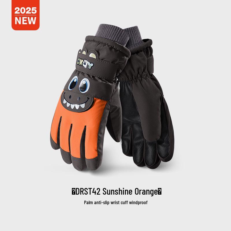 Children's Warm Waterproof Winter Ski Gloves, Non-Slip, Fleece-Lined for Ice Skating and Snow Play