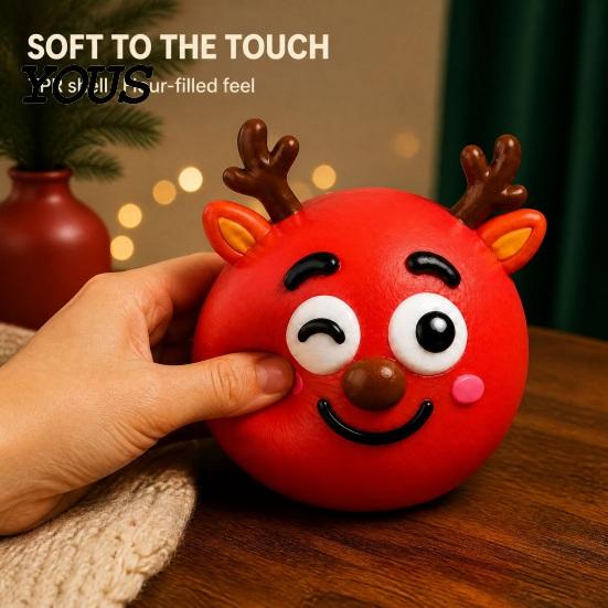 Fidget Stress Balls 1/5Pcs DIY Christmas Relief Toy, Reindeer Snowman Ball with Toy Detachable Expression Accessory, Soft Squeeze Sensory Party Favors