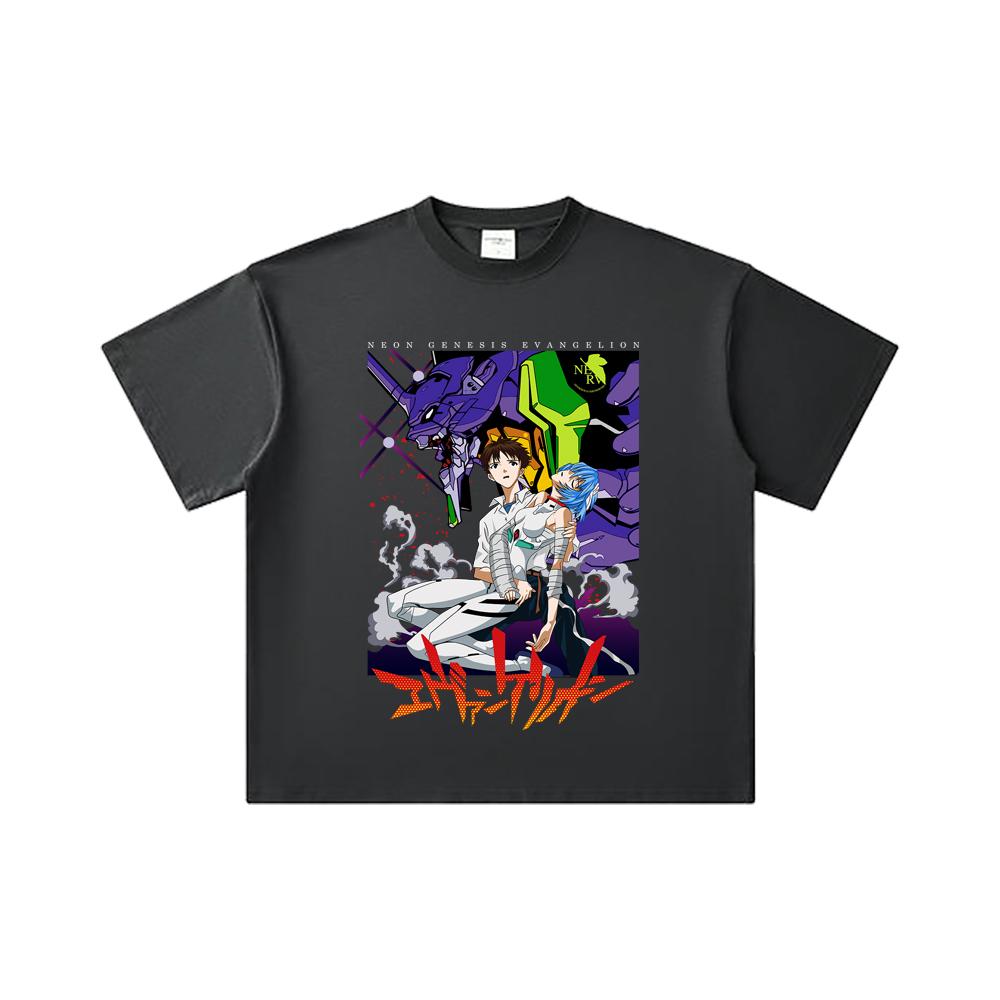 260 GSM Double Yarn 32 Count 100% Cotton Evangelion V1 Print Unisex Heavy Cotton T Shirt