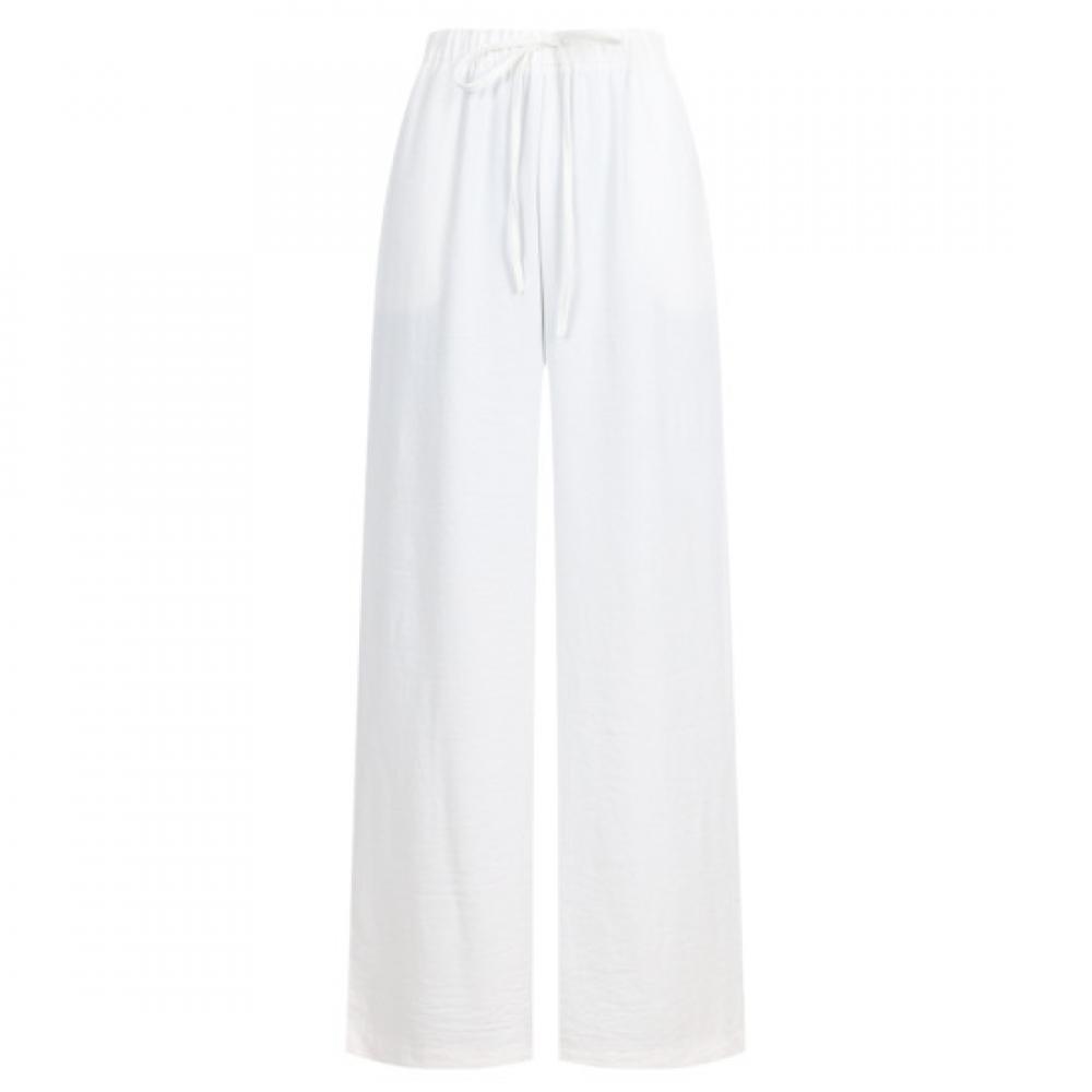 Shop   Women Ribbon Waistband Cool Ice Wide Pants White Pic Wpt 20649
