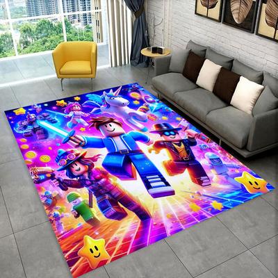3D Cartoon R-Robloxs Game Carpet Rug for Playroom Bedroom Living Room Sofa Home Doormat Decor, Area Rug Non-slip Floor Mat Gift