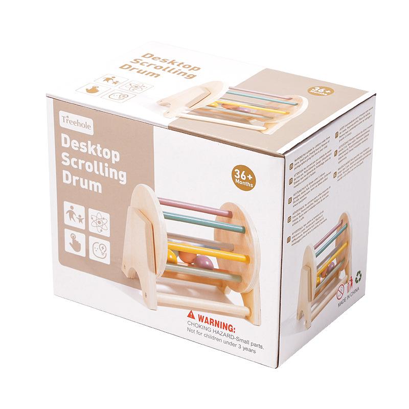 

Wooden infant early childhood education desktop rolling drum baby logical thinking hand-eye coordination training sounding toy