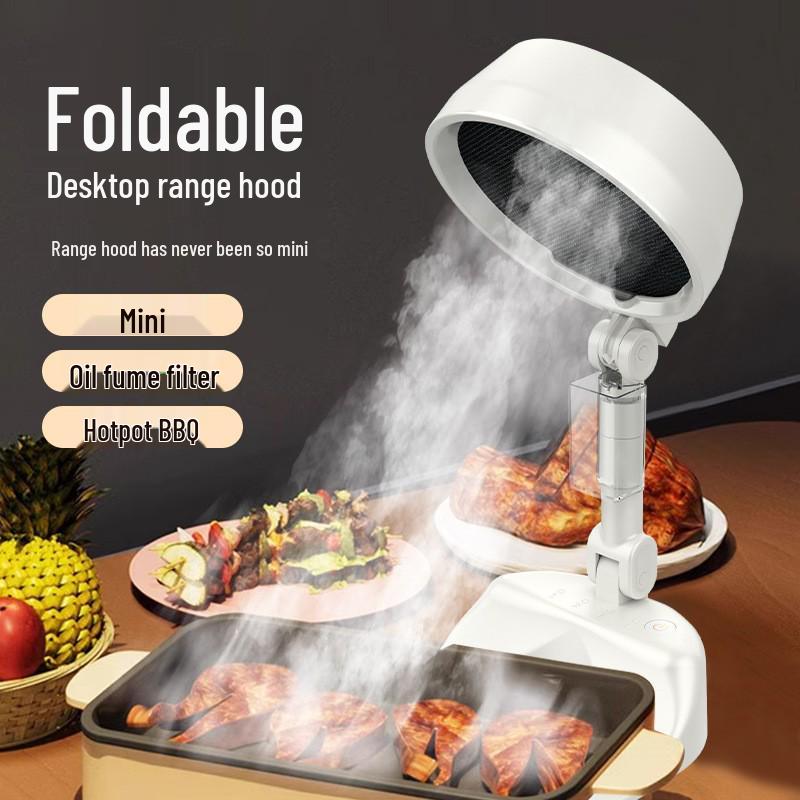 Compact Foldable Range Hood: Portable Mini Hot Pot BBQ Gadget with Removable and Washable Fan Blades.